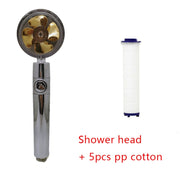 Shower Head Water Saving Flow 360 Degrees Rotating With Small Fan ABS Rain High Pressure Spray Nozzle Bathroom Accessories