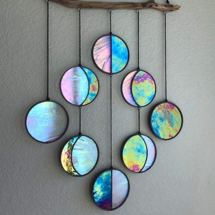 Hanging Ornaments Garland-Decor Mirror Art-Rainbow-Moon-Phase Boho Home Chic