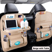 Car Seat Back  Pu Leather Pad Bag Car Storage Organizer Foldable Table Tray Travel Storage Bag Auto Accessories