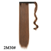 Leeons 20&#39;&#39; Synthetic Ponytail Hair pieces Heat Resistant Fiber Straight Ribbon Clip In Hair Extension 21 colors Brown Black