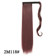 Leeons 20&#39;&#39; Synthetic Ponytail Hair pieces Heat Resistant Fiber Straight Ribbon Clip In Hair Extension 21 colors Brown Black