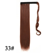 Leeons 20&#39;&#39; Synthetic Ponytail Hair pieces Heat Resistant Fiber Straight Ribbon Clip In Hair Extension 21 colors Brown Black