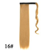 Leeons 20&#39;&#39; Synthetic Ponytail Hair pieces Heat Resistant Fiber Straight Ribbon Clip In Hair Extension 21 colors Brown Black