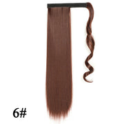 Leeons 20&#39;&#39; Synthetic Ponytail Hair pieces Heat Resistant Fiber Straight Ribbon Clip In Hair Extension 21 colors Brown Black