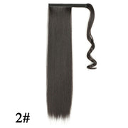 Leeons 20&#39;&#39; Synthetic Ponytail Hair pieces Heat Resistant Fiber Straight Ribbon Clip In Hair Extension 21 colors Brown Black