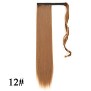 Leeons 20&#39;&#39; Synthetic Ponytail Hair pieces Heat Resistant Fiber Straight Ribbon Clip In Hair Extension 21 colors Brown Black