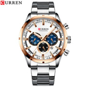 Curren Men&#39;s Watch Blue Dial Stainless Steel Band Date Mens