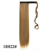 Leeons 20&#39;&#39; Synthetic Ponytail Hair pieces Heat Resistant Fiber Straight Ribbon Clip In Hair Extension 21 colors Brown Black