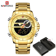 NAVIFORCE Men Military Sport Wrist Watch Gold