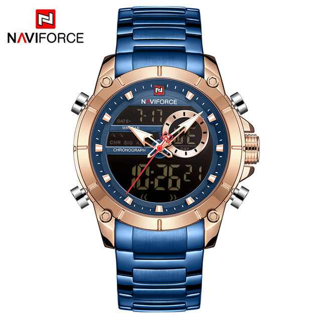 NAVIFORCE Men Military Sport Wrist Watch Gold