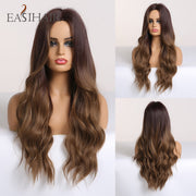 EASIHAIR Long Dark Brown Women&#39;s Wigs with Bangs Water