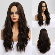 EASIHAIR Long Dark Brown Women&#39;s Wigs with Bangs Water