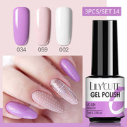 LILYCUTE 3 PCS Gel Polish Set Winter Color Glitter Sequins Matte Effect Gel Long Lasting Base Top Coat Nail Art Design Hybrid