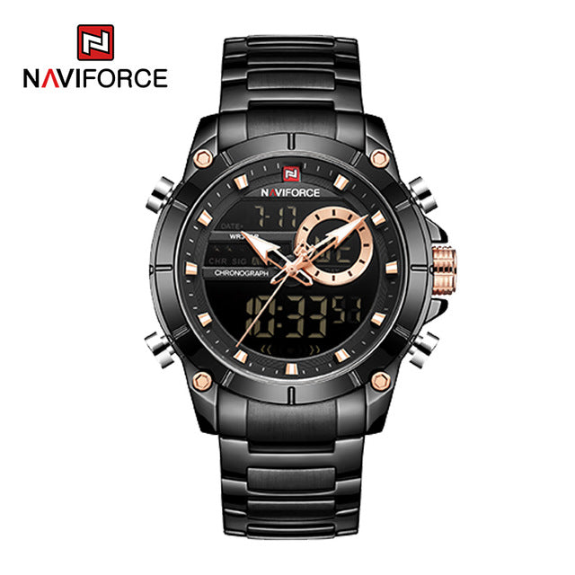 NAVIFORCE Men Military Sport Wrist Watch Gold