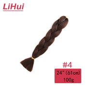 Lihui 24 Inches Jumbo Braid Synthetic Braiding Hair Ombre Jumbo Hair Extension For Women DIY Hair Braids Pink Purple Yellow Gray