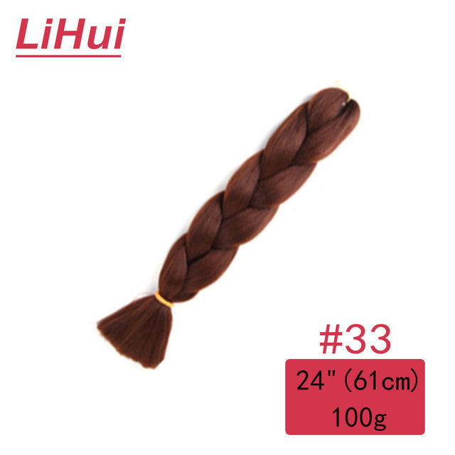 Lihui 24 Inches Jumbo Braid Synthetic Braiding Hair Ombre Jumbo Hair Extension For Women DIY Hair Braids Pink Purple Yellow Gray