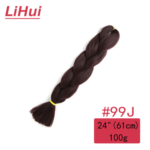 Lihui 24 Inches Jumbo Braid Synthetic Braiding Hair Ombre Jumbo Hair Extension For Women DIY Hair Braids Pink Purple Yellow Gray