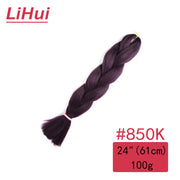 Lihui 24 Inches Jumbo Braid Synthetic Braiding Hair Ombre Jumbo Hair Extension For Women DIY Hair Braids Pink Purple Yellow Gray