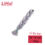 Lihui 24 Inches Jumbo Braid Synthetic Braiding Hair Ombre Jumbo Hair Extension For Women DIY Hair Braids Pink Purple Yellow Gray