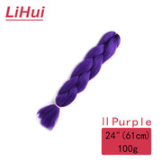 Lihui 24 Inches Jumbo Braid Synthetic Braiding Hair Ombre Jumbo Hair Extension For Women DIY Hair Braids Pink Purple Yellow Gray