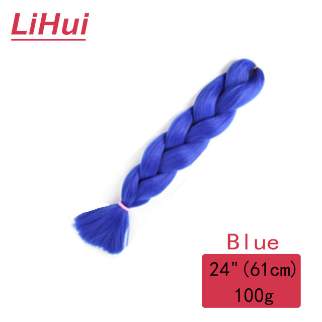 Lihui 24 Inches Jumbo Braid Synthetic Braiding Hair Ombre Jumbo Hair Extension For Women DIY Hair Braids Pink Purple Yellow Gray