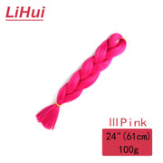 Lihui 24 Inches Jumbo Braid Synthetic Braiding Hair Ombre Jumbo Hair Extension For Women DIY Hair Braids Pink Purple Yellow Gray