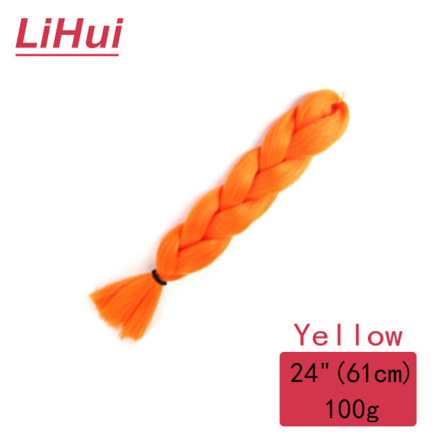 Lihui 24 Inches Jumbo Braid Synthetic Braiding Hair Ombre Jumbo Hair Extension For Women DIY Hair Braids Pink Purple Yellow Gray