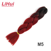 Lihui 24 Inches Jumbo Braid Synthetic Braiding Hair Ombre Jumbo Hair Extension For Women DIY Hair Braids Pink Purple Yellow Gray