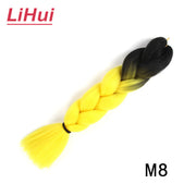 Lihui 24 Inches Jumbo Braid Synthetic Braiding Hair Ombre Jumbo Hair Extension For Women DIY Hair Braids Pink Purple Yellow Gray