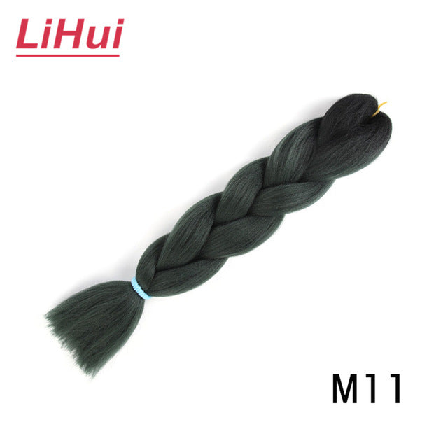 Lihui 24 Inches Jumbo Braid Synthetic Braiding Hair Ombre Jumbo Hair Extension For Women DIY Hair Braids Pink Purple Yellow Gray