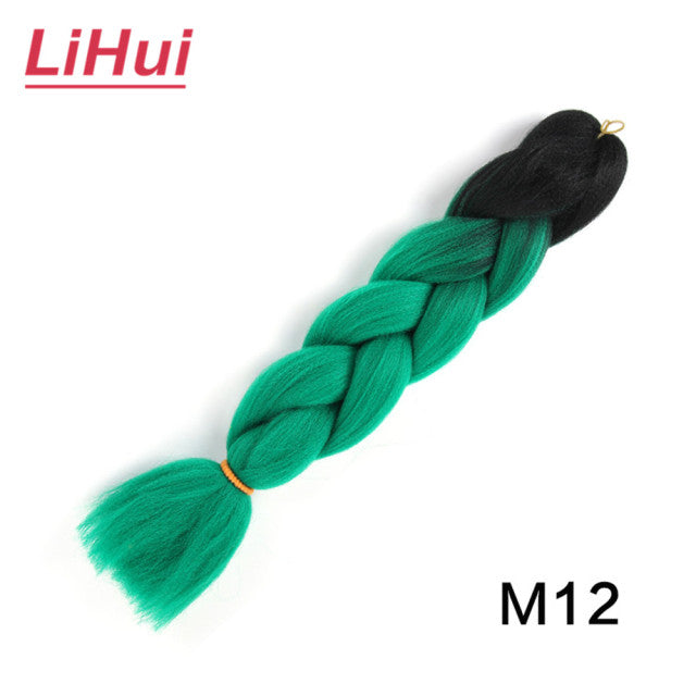 Lihui 24 Inches Jumbo Braid Synthetic Braiding Hair Ombre Jumbo Hair Extension For Women DIY Hair Braids Pink Purple Yellow Gray