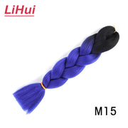 Lihui 24 Inches Jumbo Braid Synthetic Braiding Hair Ombre Jumbo Hair Extension For Women DIY Hair Braids Pink Purple Yellow Gray