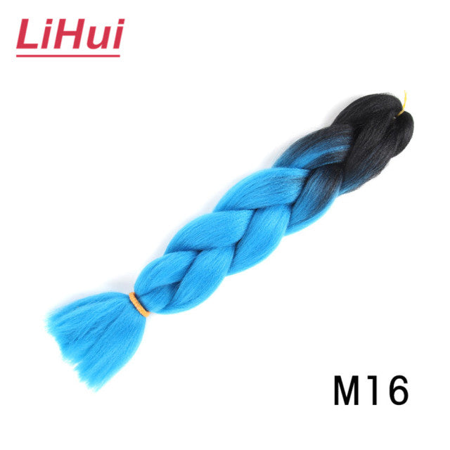 Lihui 24 Inches Jumbo Braid Synthetic Braiding Hair Ombre Jumbo Hair Extension For Women DIY Hair Braids Pink Purple Yellow Gray