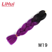 Lihui 24 Inches Jumbo Braid Synthetic Braiding Hair Ombre Jumbo Hair Extension For Women DIY Hair Braids Pink Purple Yellow Gray