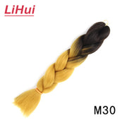 Lihui 24 Inches Jumbo Braid Synthetic Braiding Hair Ombre Jumbo Hair Extension For Women DIY Hair Braids Pink Purple Yellow Gray