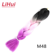 Lihui 24 Inches Jumbo Braid Synthetic Braiding Hair Ombre Jumbo Hair Extension For Women DIY Hair Braids Pink Purple Yellow Gray