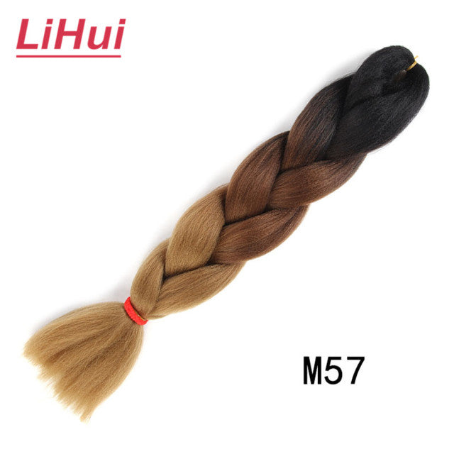 Lihui 24 Inches Jumbo Braid Synthetic Braiding Hair Ombre Jumbo Hair Extension For Women DIY Hair Braids Pink Purple Yellow Gray