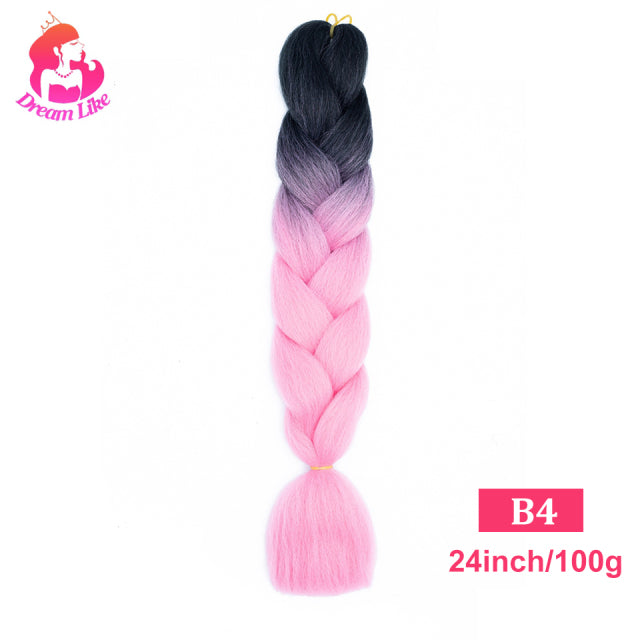 Dream Like 24 inch Ombre Color Synthetic Hair Braids Pre Stretched Wholesale