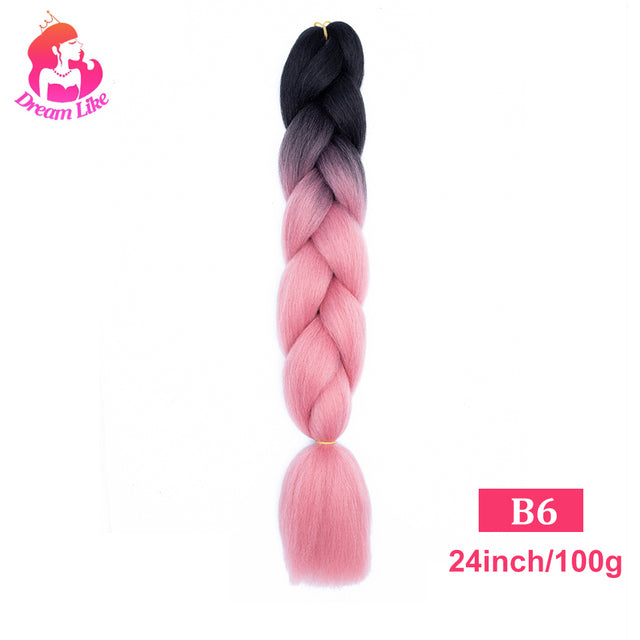 Dream Like 24 inch Ombre Color Synthetic Hair Braids Pre Stretched Wholesale