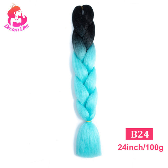 Dream Like 24 inch Ombre Color Synthetic Hair Braids Pre Stretched Wholesale