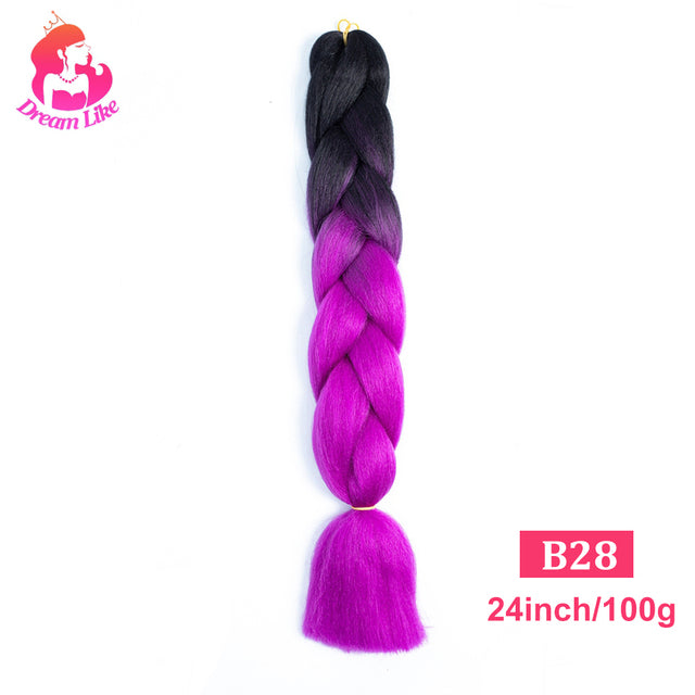 Dream Like 24 inch Ombre Color Synthetic Hair Braids Pre Stretched Wholesale