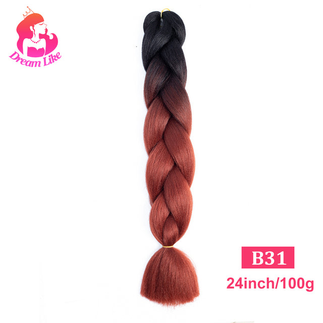 Dream Like 24 inch Ombre Color Synthetic Hair Braids Pre Stretched Wholesale