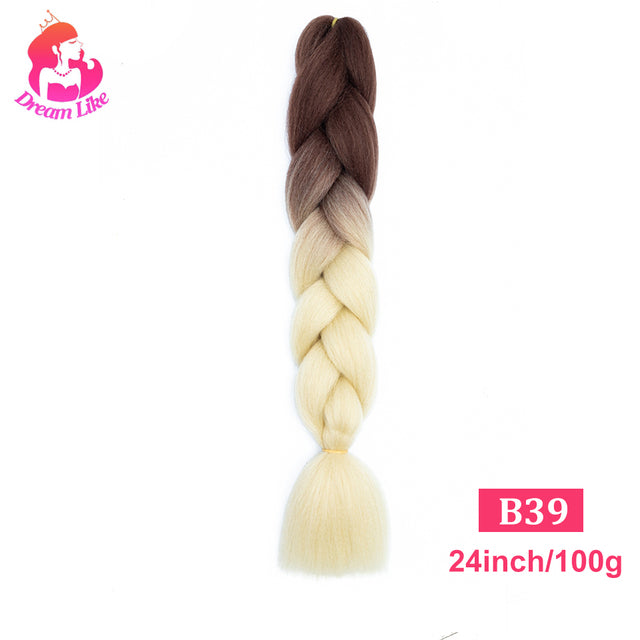 Dream Like 24 inch Ombre Color Synthetic Hair Braids Pre Stretched Wholesale