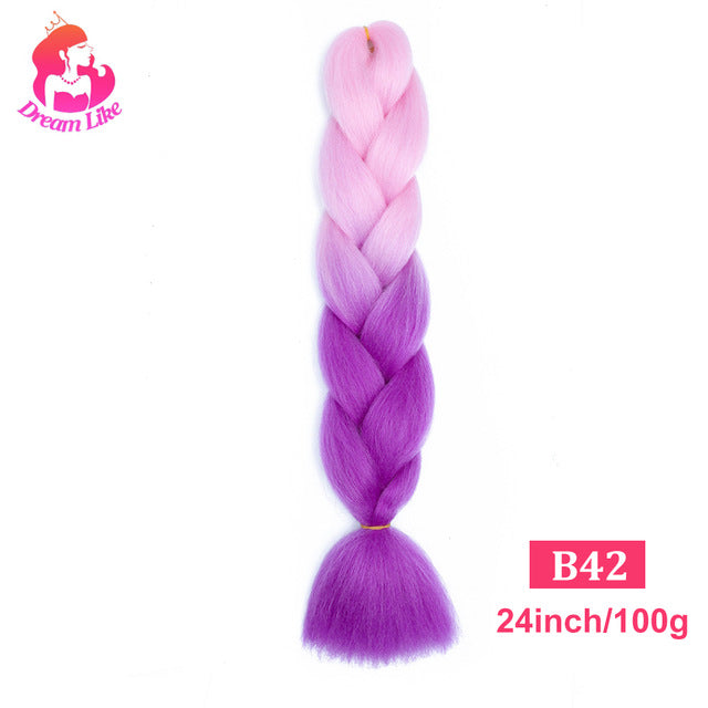 Dream Like 24 inch Ombre Color Synthetic Hair Braids Pre Stretched Wholesale