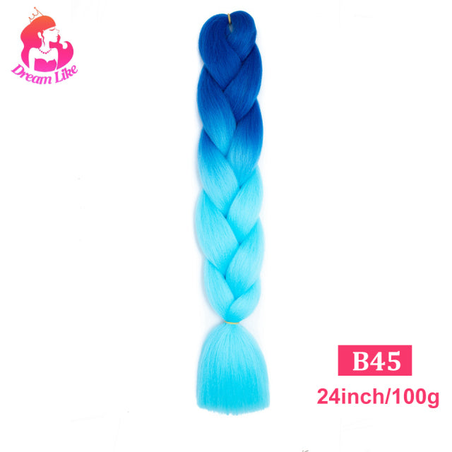 Dream Like 24 inch Ombre Color Synthetic Hair Braids Pre Stretched Wholesale