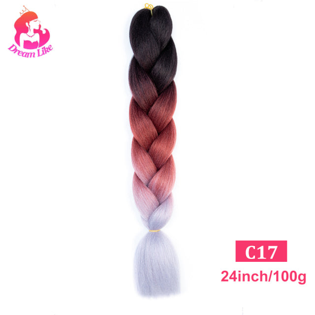 Dream Like 24 inch Ombre Color Synthetic Hair Braids Pre Stretched Wholesale