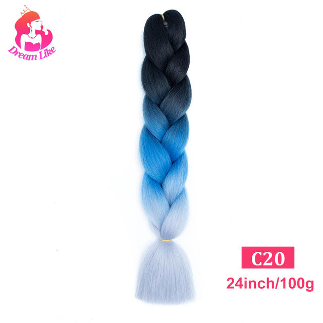 Dream Like 24 inch Ombre Color Synthetic Hair Braids Pre Stretched Wholesale