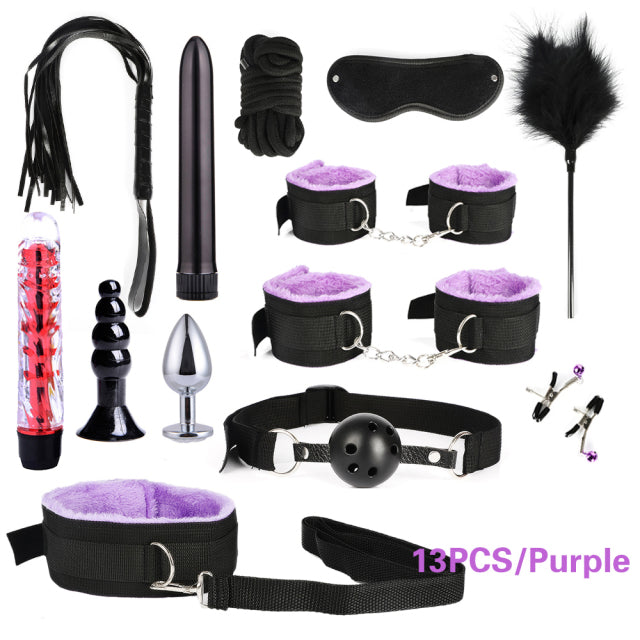 BDSM Kits Adults Sex Toys For Women Men Handcuffs Nipple Clamps