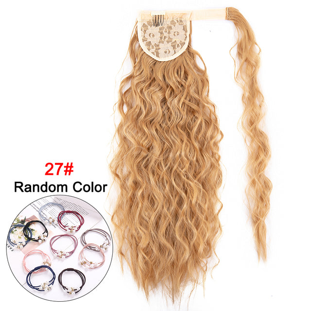 Leeons 20&#39;&#39; Synthetic Ponytail Hair pieces Heat Resistant Fiber Straight Ribbon Clip In Hair Extension 21 colors Brown Black