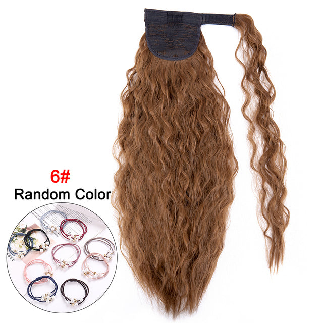 Leeons 20&#39;&#39; Synthetic Ponytail Hair pieces Heat Resistant Fiber Straight Ribbon Clip In Hair Extension 21 colors Brown Black